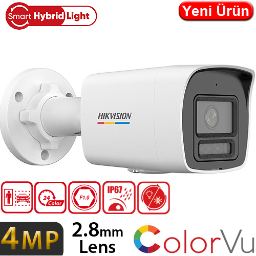HIKVISION (DS-2CD1047G3-LIUF) 4MP 2.8MM SESLİ COLORVU SMART HYBRID LIGHT IP POE BULLET KAM IP67 30MT