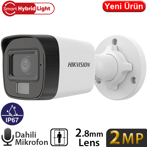 HIKVISION (DS-2CD1021G2-LIUF) 2MP 2.8MM SMART HYBRİD LIGHT FEXED IR BULLET KAMERA 20MT SESLİ