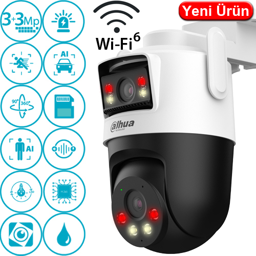 DAHUA (IPC-WPT1339DD-SW-3E2-PV) 3+3MP WIFI ÇİFT KAMERALI PAN-TILT SPEED DOME 