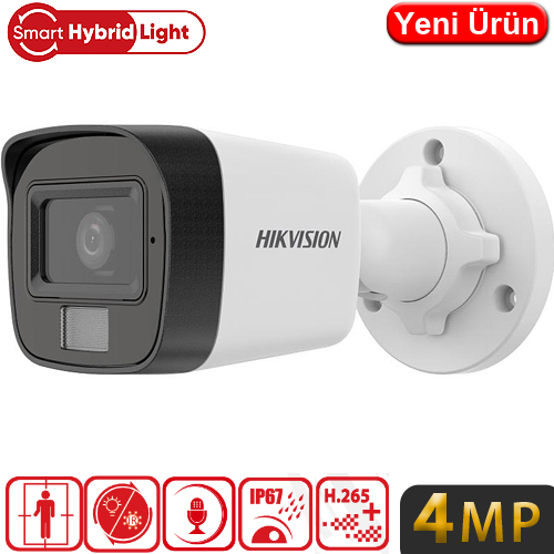 HIKVISION (DS-2CD1041G2-LIUF) 4MP 2.8MM SMART HYBRIT LIGTH SESLİ POE IR BULLET KAMERA 20MT