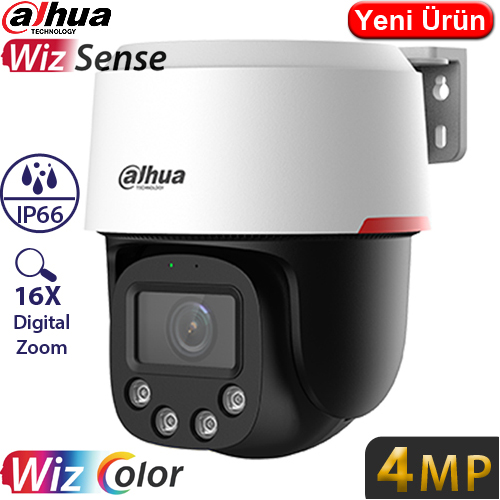 DAHUA (SD2C400NA-B-PV-PRO) 1/1.8 CMOS 4MP 16X IP66 WIZCOLOR WIXSENSE PT IP SPEED DOME KAMERA-30MT