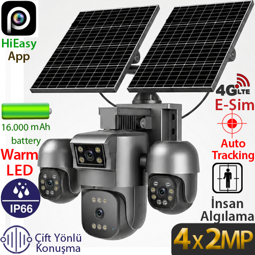 TRK-LINK (RS-5604 SİYAH) 4X2MP KAMERALI 4G E-SİM AOV SOLAR KAMERA