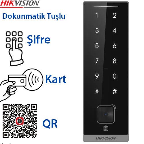 HIKVISION (DS-K1105EMKB-QR) MIFARE VE PROXIMITY KART+ŞİFRE+QR KOD OKUYUCU DOKUNMATİK