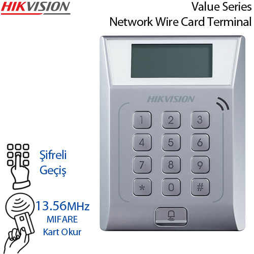 HIKVISION (DS-K1T802M) MIFARE KART DESTEKLİ TUŞLU GEÇİŞ KONTROL TERMINALI