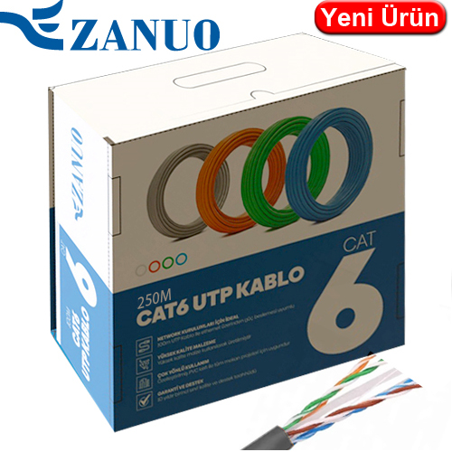 ZANUO (ZN-KPP-6U-P-250) CAT6 U/UTP CCA POLIETILEN SİYAH DIŞ ORTAM KABLO 250MT KUTU