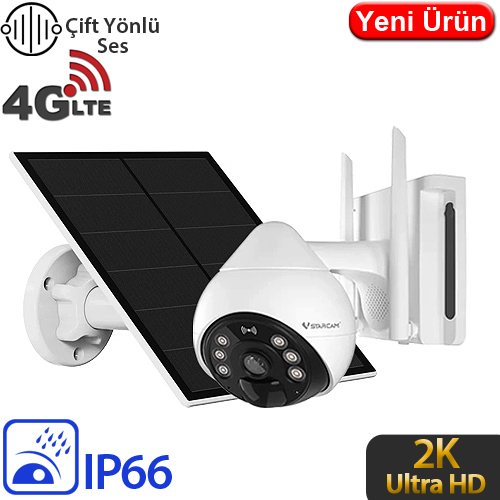 VSTARCAM (BG69-TZ) 3MP 4MM 4G ÇİFT YÖNLÜ KONUŞMA İNSAN TAKİBİ 8000MAH 256GB SD SOLAR KAMERA