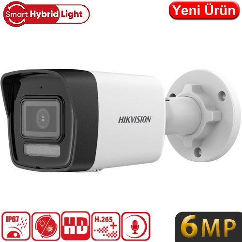 HIKVISION (DS-2CD1063G2-LIUF) 6MP 2.8MM SESLİ SMART HYBRID LIGHT IP POE BULLET KAM IP67 30MT