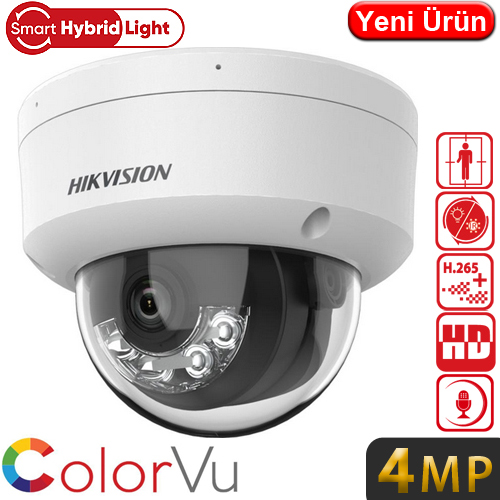 HIKVISION (DS-2CD1141G2-LIUF) 4MP 2.8MM SMART HYBRIT LIGTH SESLİ POE IR DOME KAMERA 20MT