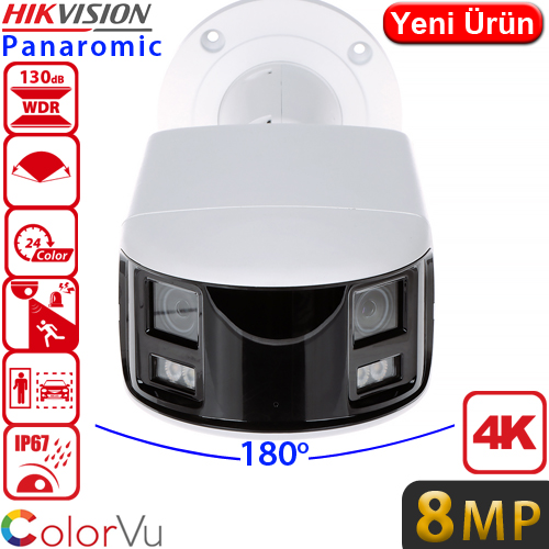 HIKVISION (DS-2CD2T87G2P-LSU/SL) 8MP PANORAMIC ACUSENSE BULLET KAMERA 40MT