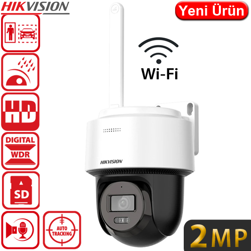 HIKVISION (DS-2DE2C200IWG/W) 2MP 2.8MM 512GB SD DIŞ ORTAM WIFI PT KAMERA 30Mt.