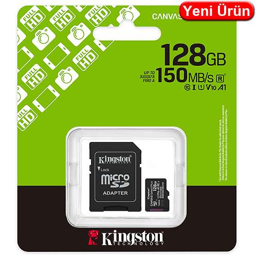 KINGSTON (SDCS3/128GB) 128GB CANVAS SELECT PLUS GEN3 MICRO SDXC CLASS-10 HAFIZA KARTI 