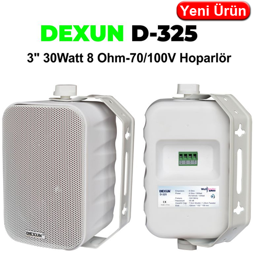 DEXUN (D-325T) BEYAZ DUVAR TİP 30W TRAFOLU HOPARLÖR 