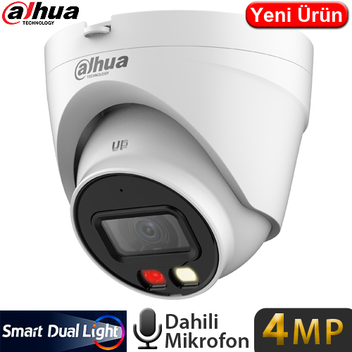 DAHUA (IPC-HDW1431V-SA-0280B-S6) 4MP 3.6MM SESLİ 256GB SD DESTEKLİ IP DOME KAMERA-30MT. 