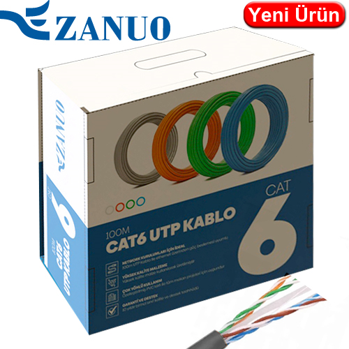 ZANUO (ZN-KPP-6U-P-100) CAT6 UTP CCA POLIETILEN KABLO 100MT SİYAH DIŞ ORTAM