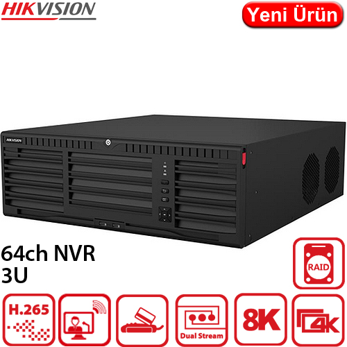 HIKVISION (DS-9664NI-M16) 64 KANAL 400MBPS 16xSATA NVR KAYIT CİHAZI 