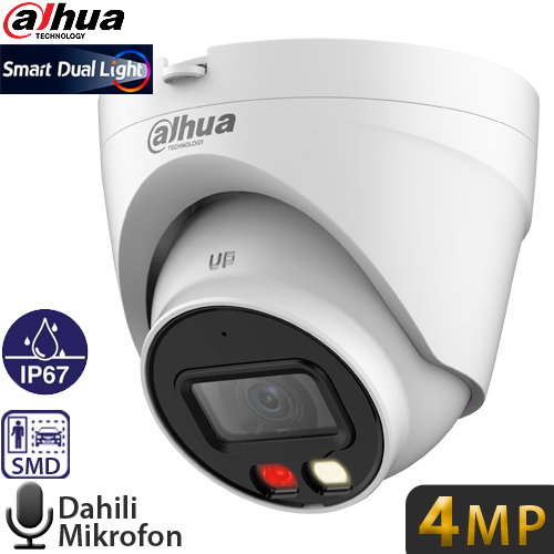 DAHUA (IPC-HDW1439V-A-IL-0280B-S6) 4MP 2.8MM SESLİ 256GB SD DESTEKLİ STALITE IP DOME KAMERA-30MT. 