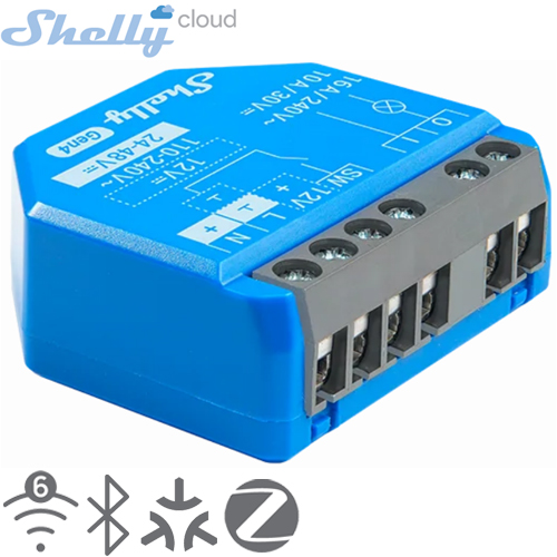 SHELLY (1 Gen4) SMART SWITCH ROLE 1 KANAL 16A (Wi-Fi, Zigbee, Matter, Bluetooth) (37x42x16mm)