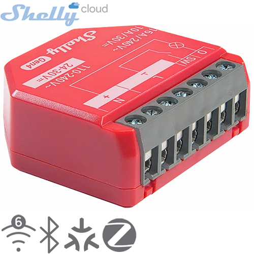 SHELLY (1PM Gen4) SMART SWITCH ROLE 1 KANAL 16A (Wi-Fi, Zigbee, Matter, Bluetooth) (37x42x16mm) WPM