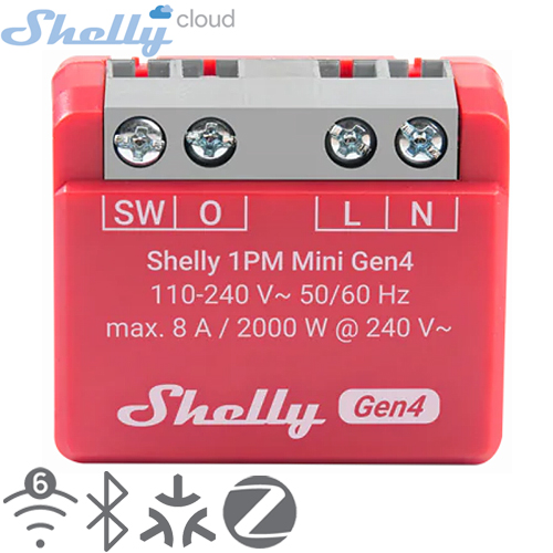 SHELLY (1PM Mini Gen4) SMART SWITCH ROLE 1 KANAL 8A (Wi-Fi,Zigbee,Matter,Bluetooth) (29X34X16mm)WPM