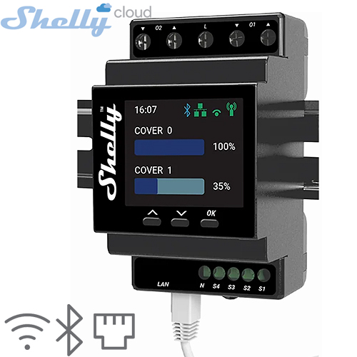 SHELLY (Pro Dual Cover PM) SMART SWITCH ROLE 3+ KANAL 32A DIN RAY (WIFI,BLUETOOTH,LAN) (95x53x59mm)