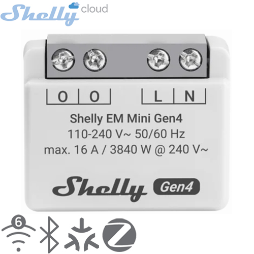 SHELLY (EM Mini Gen4) ENERJİ MONİTÖRÜ 16A (WIFI,BLUETOOTH,ZİBBE,MATTER) (29x34x16mm)