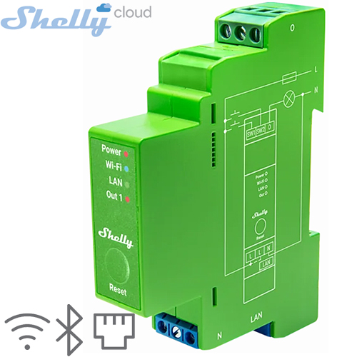 SHELLY (Pro Dimmer 1PM) DIMMER 1 KANAL 200W DIN RAY (WIFI,BLUETOOTH,LAN) (94X19X69mm)