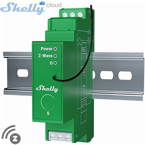 SHELLY (Wave PRO Dimmer 1PM) DIMMER 1 KANAL 200W DIN RAY (Z-Wave Protokol) (94X19X69mm)