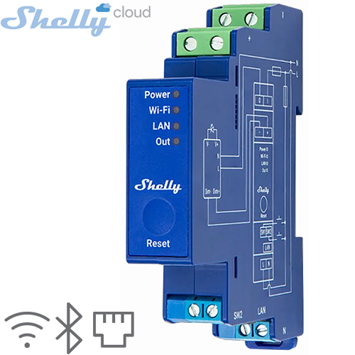 SHELLY (Pro Dimmer 0/1-10V PM) DIMMER 1KANAL 16A DIN RAY (WIFI,BLUETOOTH,LAN) (94x19x69mm)