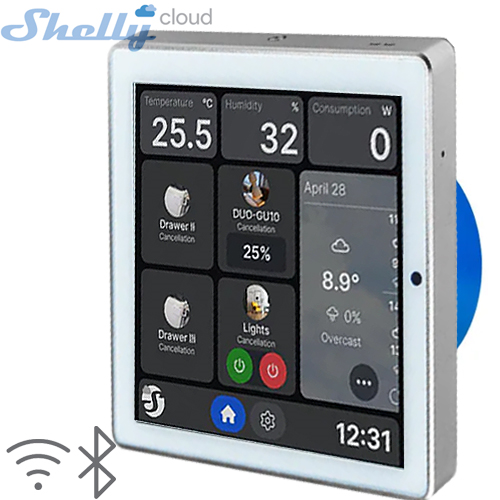 SHELLY (Wall Display) White 5A (WIFI,BLUETOOTH) (85x85x30mm)