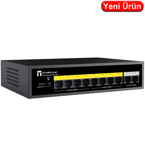 STONET (ST110PDI-2-65) 8 PORT POE 10/100 + 2 PORT UPLINK 10/100 65W POE SWITCH 