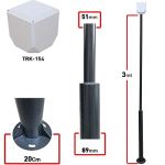 TRK-LINK (TRK-300-X+154) ÖZEL 3 Mt. KAMERA MONTAJ DİREK+TRK-154 KÜP+BAYRAK FLANŞLI (SİYAH)