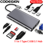 CODEGEN (CDG-CNV49) 11 IN 1 TEYP C USB 3.0 HUB HDMI VGA ETHERNET MICRO SD, OTG DÖNÜŞTÜRÜCÜ