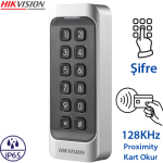HIKVISION (DS-K1107AEK) PROXIMITY DESTEKLİ ŞİFRE+KART OKUYUCU WIEGAND (W26/W34) ÖZELLİK 125KHZ IP65