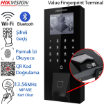 HIKVISION (DS-K1T807MBFWX-QRE1) WI-FI - BLUETOOTH - QR - MIFARE KART + ŞİFRE + PARMAK İZİ - EKRANLI 