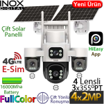 INOX (X32) 1/1,8 4X2MP 4G ESİM DESTEKLİ AI ISP İŞLEMCİLİ 16.000MAH BATARYALI SOLAR 3 PTZ KAM.40Mt.