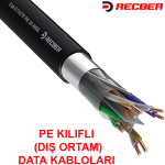 REÇBER (506025) SL400 U23 CAT6 U/UTP 23AWG POLIETILEN SİYAH DIŞ ORTAM SAF BAKIR KABLO (500MT.) 