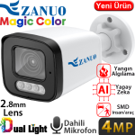 ZANUO (ZN-IPC-B2412C-S2-L-1/2.8MM) 4MP 2.8MM MAGİC COLOR IP67 DAH.MİK.128GB SD WDR SMD BUL.KAM 40M