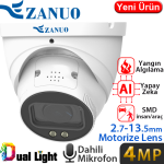 ZANUO (ZN-IPC-E2410M-ZAS-L) 4MP 2.7-13.5MM DUAL LIGHT+SMD+YAPAY ZEKA IP67 DAH.MİK.128GB DOME KAM 40M