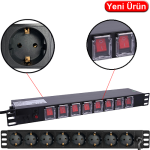 LINKOMM (34925) 8 LI 16A SİGORTALI 3x1,5MM 1.8 Mt. ALÜMİNYUM PRİZ ÜNİTESİ