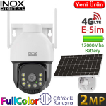 INOX (X11) 1/1,8 2MP 4G AOV TEKN.AI ISP ESİM DEST FULL COLOR 12.000MAH BATARYALI SOLAR PTZ KAM.40Mt.