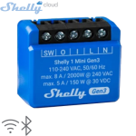 SHELLY (1 Mini Gen3) SMART SWITCH ROLE 1 KANAL 8A (Wi-Fi, Bluetooth) (29x34x16mm)