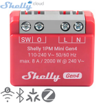 SHELLY (1PM Mini Gen4) SMART SWITCH ROLE 1 KANAL 8A (Wi-Fi,Zigbee,Matter,Bluetooth) (29X34X16mm)WPM