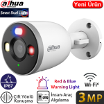 DAHUA (F3D-PV) 3MP WI-FI IP67 KIRMIZI MAVİ IŞIKLI SMART KARŞILIKLI KONUŞMA BULLET KAMERA