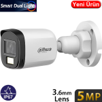 DAHUA (HAC-B1A51-U-IL) 5MP 3.6MM IP67 PLASTİK SMART DUAL LED HDCVI BULLET KAM-25MT 