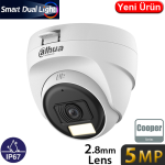 DAHUA (HAC-T1A51-U-IL) 5MP 2.8MM IP67 PLASTİK SMART DUAL LED FULL COLOR HDCVI DOME KAM-25MT 