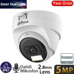DAHUA (HAC-T1A51-U-IL-A) 5MP 2.8MM IP67 PLASTİK SMART DUAL LED HDCVI DOME KAM-25MT DAHİL MİKROFON