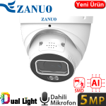 ZANUO (ZN-IPC-E3511M-AS-L-2.8MM) 5MP 2.8MM DUAL LIGHT+SMD+YAPAY ZEKA IP67 DAH.MİK.128GB DOME KAM.40M