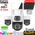 INOX (X14) 1/1,8 4X2MP 4G ESİM DESTEKLİ AI ISP İŞLEMCİLİ 16.000MAH BATARYALI SOLAR PTZ KAM.40Mt.